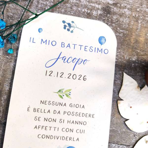 segnalibro carta piantabile battesimo